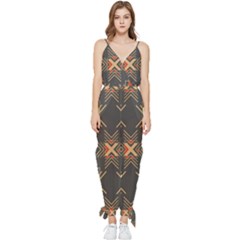 Abstract Geometric Design    Sleeveless Tie Ankle Chiffon Jumpsuit by Eskimos