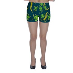 Folk Flowers Print Floral Pattern Ethnic Art Skinny Shorts by Eskimos