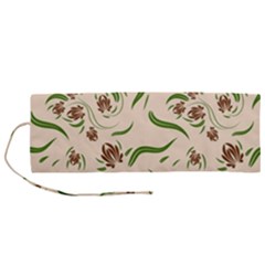 Folk Flowers Print Floral Pattern Ethnic Art Roll Up Canvas Pencil Holder (m) by Eskimos