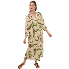 Folk Flowers Print Floral Pattern Ethnic Art Grecian Style  Maxi Dress