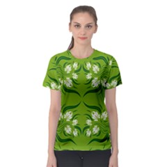 Floral folk damask pattern  Women s Sport Mesh Tee