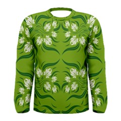 Floral folk damask pattern  Men s Long Sleeve Tee