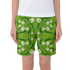 Floral Folk Damask Pattern  Women s Basketball Shorts by Eskimos