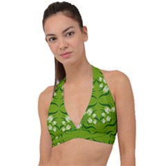 Floral folk damask pattern  Halter Plunge Bikini Top