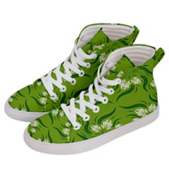 Floral folk damask pattern  Women s Hi-Top Skate Sneakers