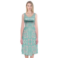 Floral Folk Damask Pattern  Midi Sleeveless Dress by Eskimos