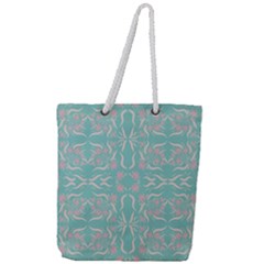 Floral Folk Damask Pattern  Full Print Rope Handle Tote (large) by Eskimos