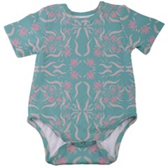 Floral Folk Damask Pattern  Baby Short Sleeve Onesie Bodysuit