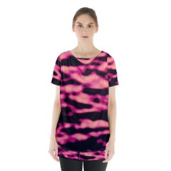 Pink  Waves Abstract Series No2 Skirt Hem Sports Top by DimitriosArt