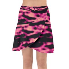 Pink  Waves Abstract Series No2 Wrap Front Skirt by DimitriosArt
