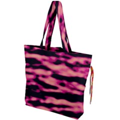 Pink  Waves Abstract Series No2 Drawstring Tote Bag by DimitriosArt