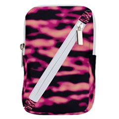 Pink  Waves Abstract Series No2 Belt Pouch Bag (large) by DimitriosArt