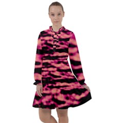 Pink  Waves Abstract Series No2 All Frills Chiffon Dress by DimitriosArt