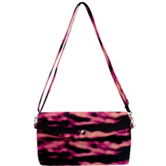 Pink  Waves Abstract Series No2 Removable Strap Clutch Bag by DimitriosArt