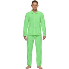 Color Pale Green Men s Long Sleeve Velvet Pocket Pajamas Set by Kultjers