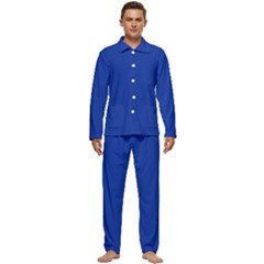 Color Egyptian Blue Men s Long Sleeve Velvet Pocket Pajamas Set