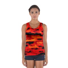 Red  Waves Abstract Series No16 Sport Tank Top  by DimitriosArt