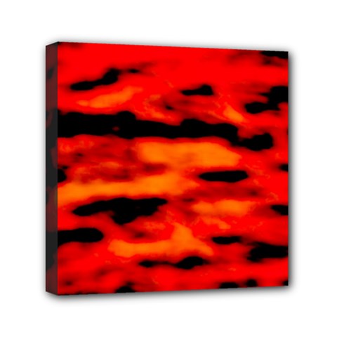 Red  Waves Abstract Series No16 Mini Canvas 6  X 6  (stretched) by DimitriosArt