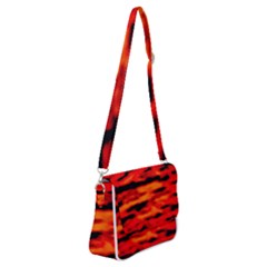 Red  Waves Abstract Series No16 Shoulder Bag With Back Zipper by DimitriosArt