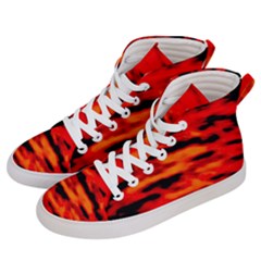 Red  Waves Abstract Series No16 Women s Hi-top Skate Sneakers by DimitriosArt