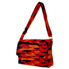 Red  Waves Abstract Series No16 Full Print Messenger Bag (m) by DimitriosArt