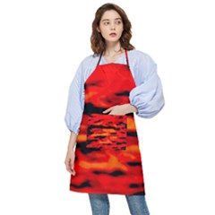 Red  Waves Abstract Series No16 Pocket Apron