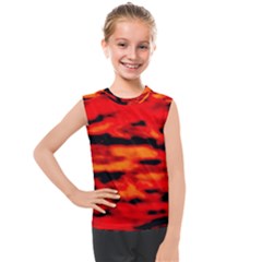 Red  Waves Abstract Series No16 Kids  Mesh Tank Top by DimitriosArt