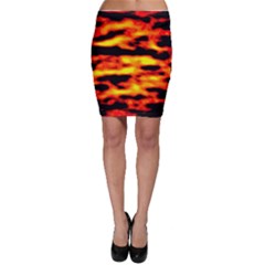 Red  Waves Abstract Series No18 Bodycon Skirt by DimitriosArt