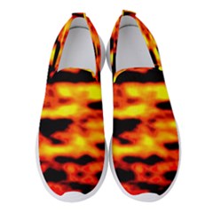 Red  Waves Abstract Series No18 Women s Slip On Sneakers by DimitriosArt