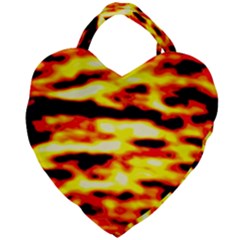 Red  Waves Abstract Series No19 Giant Heart Shaped Tote