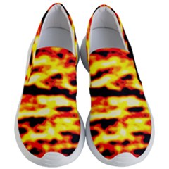 Red  Waves Abstract Series No19 Women s Lightweight Slip Ons by DimitriosArt