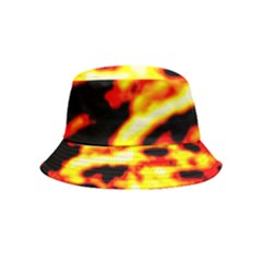Red  Waves Abstract Series No19 Inside Out Bucket Hat (kids) by DimitriosArt