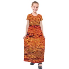 Red Waves Flow Series 1 Kids  Short Sleeve Maxi Dress by DimitriosArt