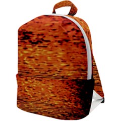 Red Waves Flow Series 1 Zip Up Backpack by DimitriosArt