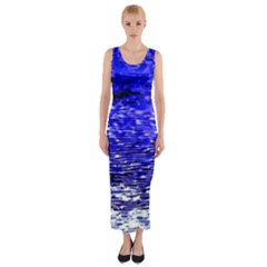 Blue Waves Flow Series 1 Fitted Maxi Dress by DimitriosArt