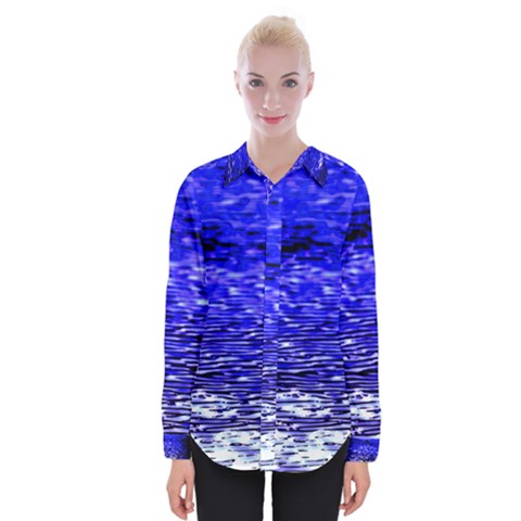 Blue Waves Flow Series 1 Womens Long Sleeve Shirt by DimitriosArt