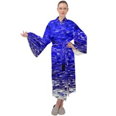 Blue Waves Flow Series 1 Maxi Velour Kimono by DimitriosArt