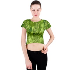 Green Fresh  Lilies Of The Valley The Return Of Happiness So Decorative Crew Neck Crop Top by pepitasart