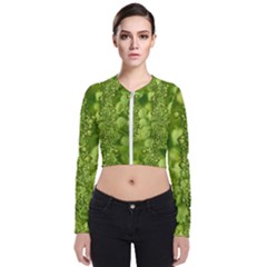 Green Fresh  Lilies Of The Valley The Return Of Happiness So Decorative Long Sleeve Zip Up Bomber Jacket by pepitasart