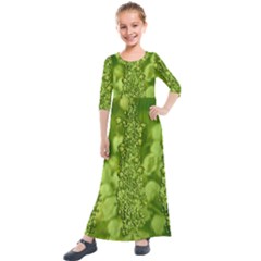 Green Fresh  Lilies Of The Valley The Return Of Happiness So Decorative Kids  Quarter Sleeve Maxi Dress by pepitasart