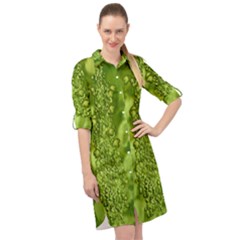Green Fresh  Lilies Of The Valley The Return Of Happiness So Decorative Long Sleeve Mini Shirt Dress by pepitasart
