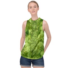 Green Fresh  Lilies Of The Valley The Return Of Happiness So Decorative High Neck Satin Top by pepitasart