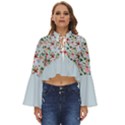 boho flower light blue Boho Long Bell Sleeve Top View1