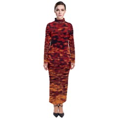 Red Waves Flow Series 2 Turtleneck Maxi Dress