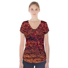 Red Waves Flow Series 2 Short Sleeve Front Detail Top