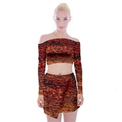 Red Waves Flow Series 2 Off Shoulder Top with Mini Skirt Set