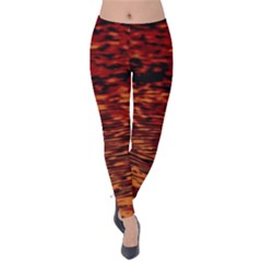 Red Waves Flow Series 2 Velvet Leggings