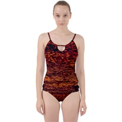 Red Waves Flow Series 2 Cut Out Top Tankini Set