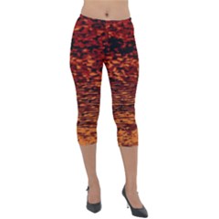 Red Waves Flow Series 2 Lightweight Velour Capri Leggings 