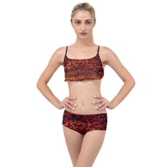 Red Waves Flow Series 2 Layered Top Bikini Set